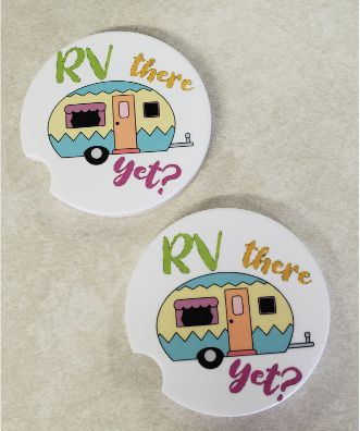 RV There Yet? Sandstone Car Coasters - Set of Two